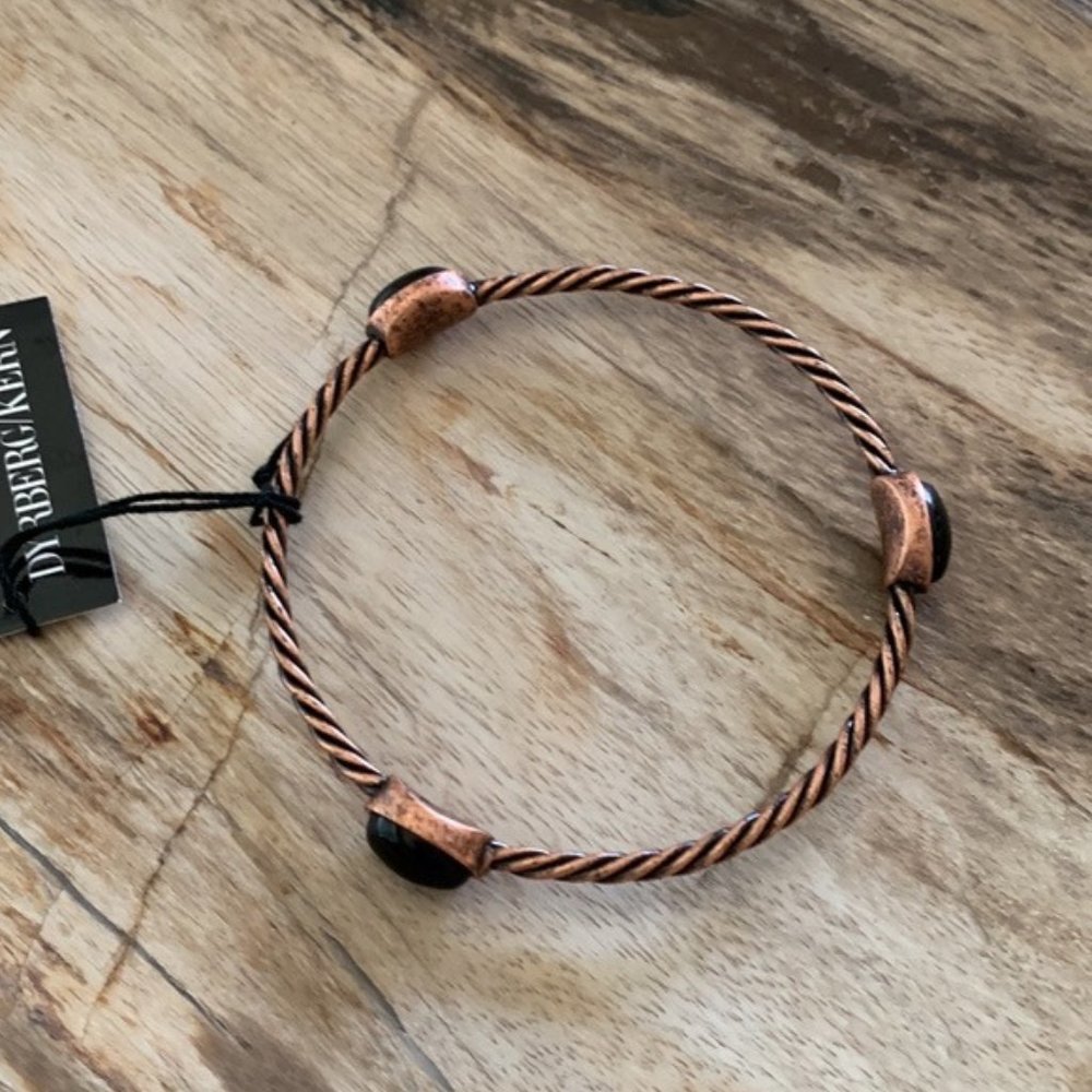 Dyrberg/Kern Dolkar Onyx and Antique Copper Bangle bracelet Size I